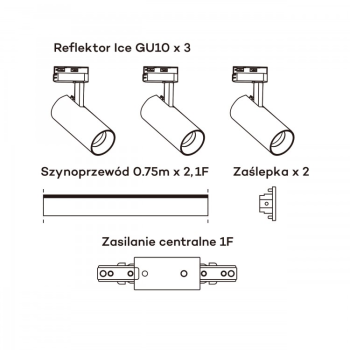 ICE SET 1F biela 3x50W GU10 Light Prestige rail kit