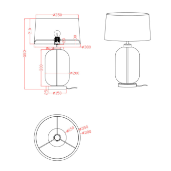 AMUR transparentná 1x60W E27 stolná lampa Light Prestige