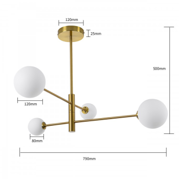 Zlatá závesná lampa DORADO 4x40W G9 od Light Prestige