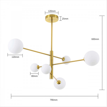 DORADO zlatá 6x40W G9 závesná lampa Svetlo Prestige