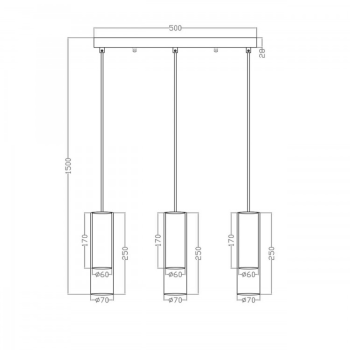 MANACOR závesná lampa čierna 3x50W GU10 Light Prestige