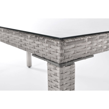 Technorattanový záhradný stôl pre 6 osôb MALAGA 150 x 90 cm - sivý