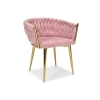 Pletené velúrové glamour kreslo ROSA  - púdrovo ružové