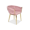 Pletené velúrové glamour kreslo ROSA  - púdrovo ružové