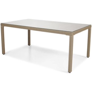 Technorattanový záhradný stôl MALAGA 180 x 90 cm - tmavobéžový