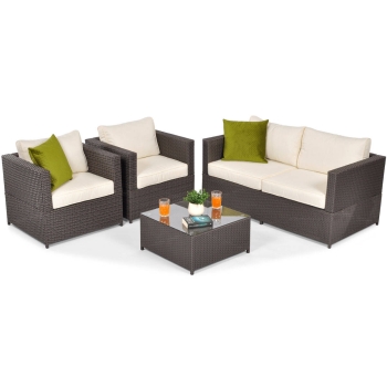 4-miestny záhradný set z technorattanu MALAGA SET - hnedý