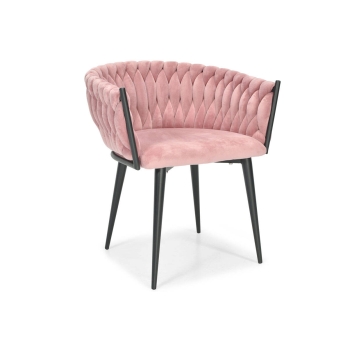 Pletená glamour stolička ROSA  - čierna a púdrovo ružová