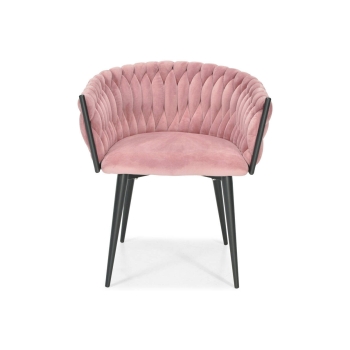 Pletená glamour stolička ROSA  - čierna a púdrovo ružová