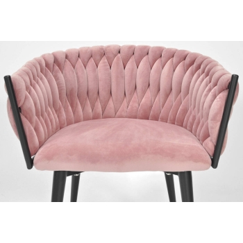 Pletená glamour stolička ROSA  - čierna a púdrovo ružová