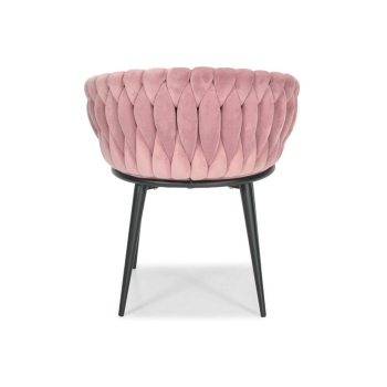 Pletená glamour stolička ROSA  - čierna a púdrovo ružová