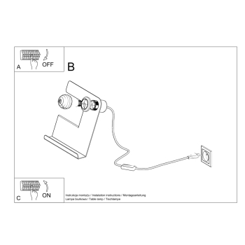 Stolná lampa INCLINE biela 1x60W E27 Sollux Lighting