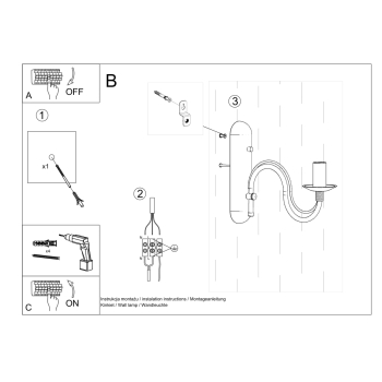 Nástenné svietidlo MINERWA čierne 1x40W E14 Sollux Lighting