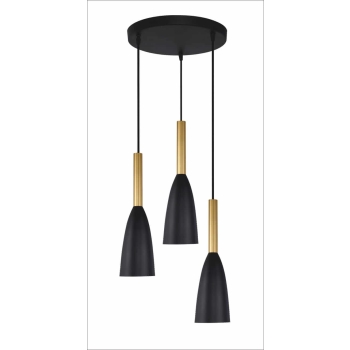 SOLIN čierno-zlatá závesná lampa 3x60W E27 Light Prestige