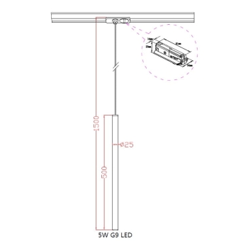 LUNGO 1F zlatá 1x5W G9 závesná koľajnicová lampa Light Prestige