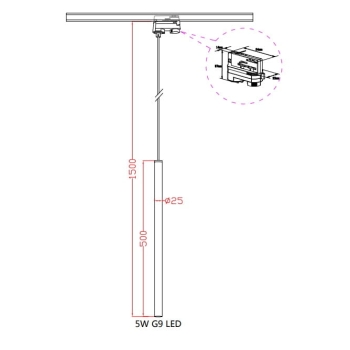 LUNGO 3F zlatá 1x5W G9 závesná koľajnicová lampa Light Prestige
