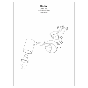 Nástenné svietidlo SNOW s predlžovacím ramenom biele 1x40W GU10 Light Prestige