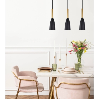 SOLIN čierno-zlatá závesná lampa 3x60W E27 Light Prestige