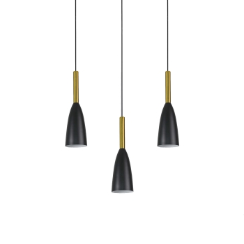 SOLIN čierno-zlatá závesná lampa 3x60W E27 Light Prestige