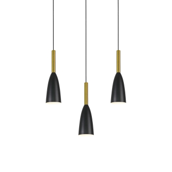 SOLIN čierno-zlatá závesná lampa 3x60W E27 Light Prestige