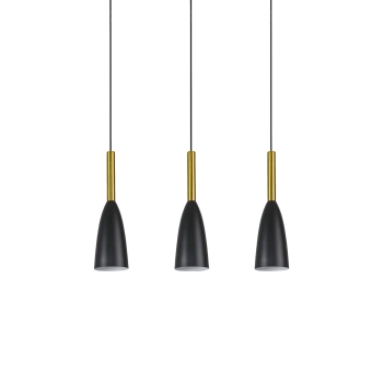 SOLIN čierno-zlatá závesná lampa 3x60W E27 Light Prestige