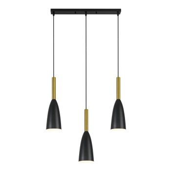 SOLIN čierno-zlatá závesná lampa 3x60W E27 Light Prestige