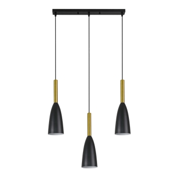 SOLIN čierno-zlatá závesná lampa 3x60W E27 Light Prestige